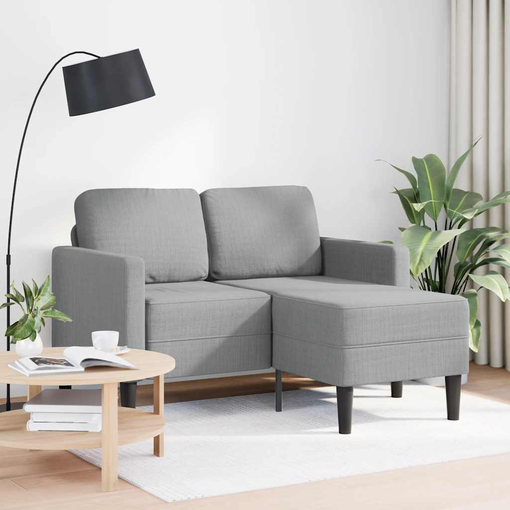 2 Seater L Shaped Sofa with Chaise Longue Light Grey 125 cm Fabric