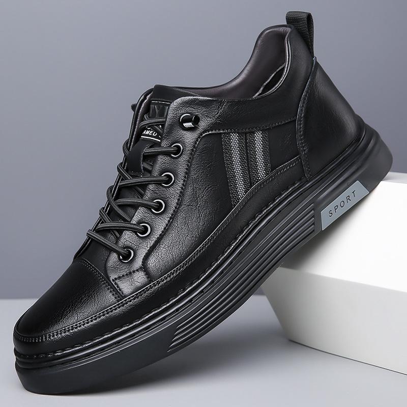 Мужская обувь 2024 года, осенне-зимняя, бархатная, теплая, повседневная, черная, с одной педалью, для вождения, легкая, кожаная обувь прилив