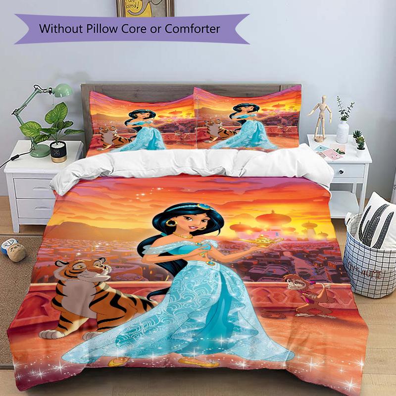 Princess Jasmine'S Adventure Print 3Pcs Bedding Setduvet Cover With 2 Bedropillowcase Home Birthday Gift
