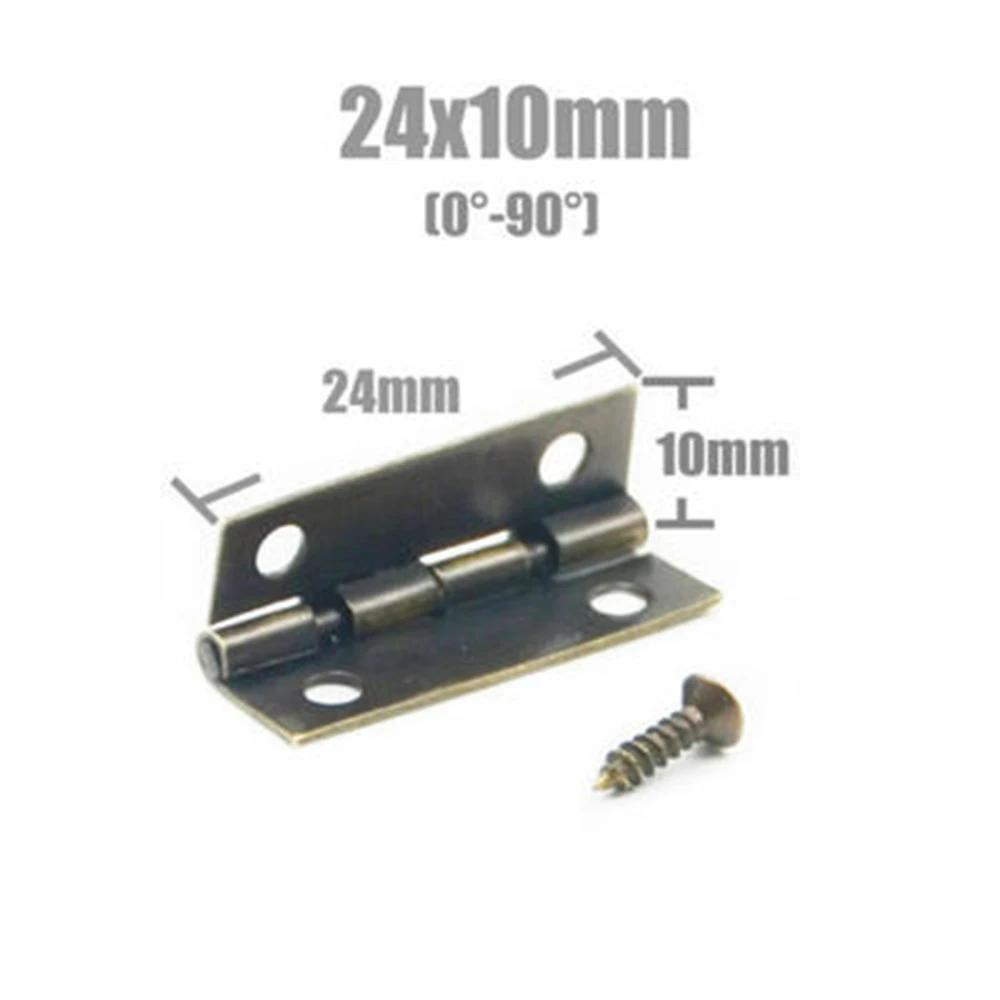 10-25pcs Mini Antique Brass Cabinet Hinges with Screws for Jewelry Gift Box Wooden Wine Chest Door Hardware