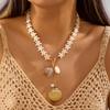Retro Starfish White Shell Pendant Necklace for Women Bohemian Imitation Pearl Chain OT Buckle Necklace Summer Beach Jewelry
