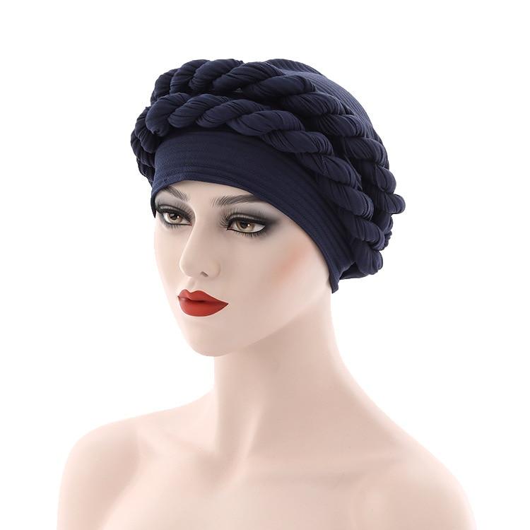 Сплошные цветные тюрбаны с двойной косой для женщин