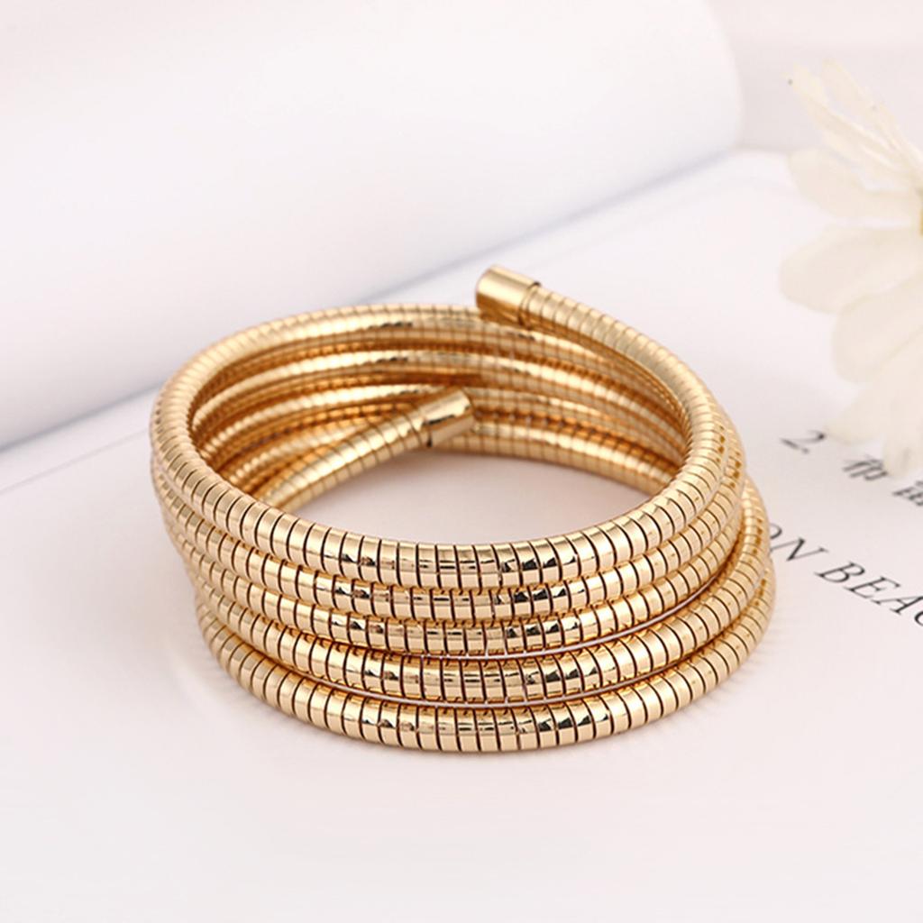 Stackable Multi Layer Arm Bracelet Stylish Metal Elastic Jewelry Stackable Bracelet Elastic Bangle for Fashionable Lover