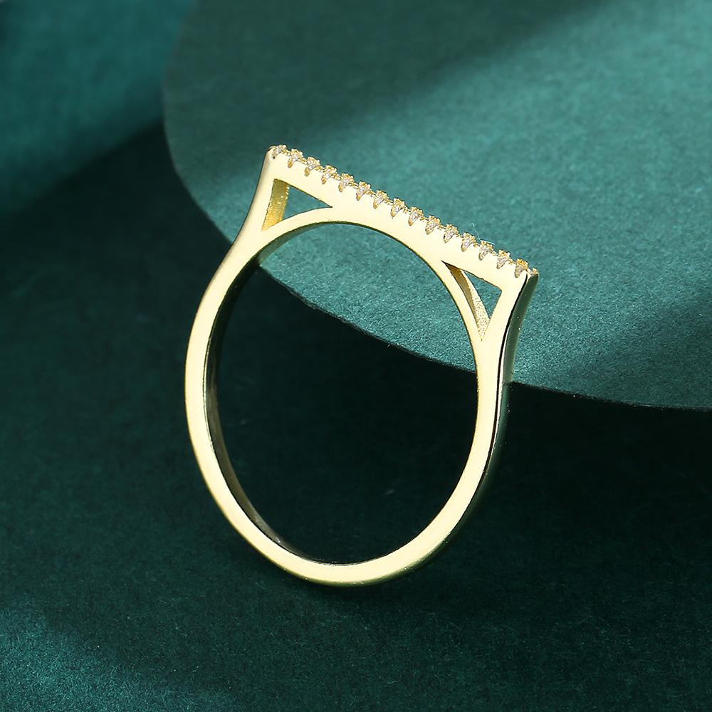 Creative Geometric 18K Gold Ring for Women Triangle Genuine S925 Silver Engagement Wedding Gift Jewelry for Women