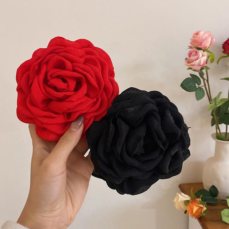 Заколка-краб из ткани с цветком розы для женщин и девочек, корейская мода, заколки, пластиковые зажимы для волос, головные уборы, аксессуары для укладки волос