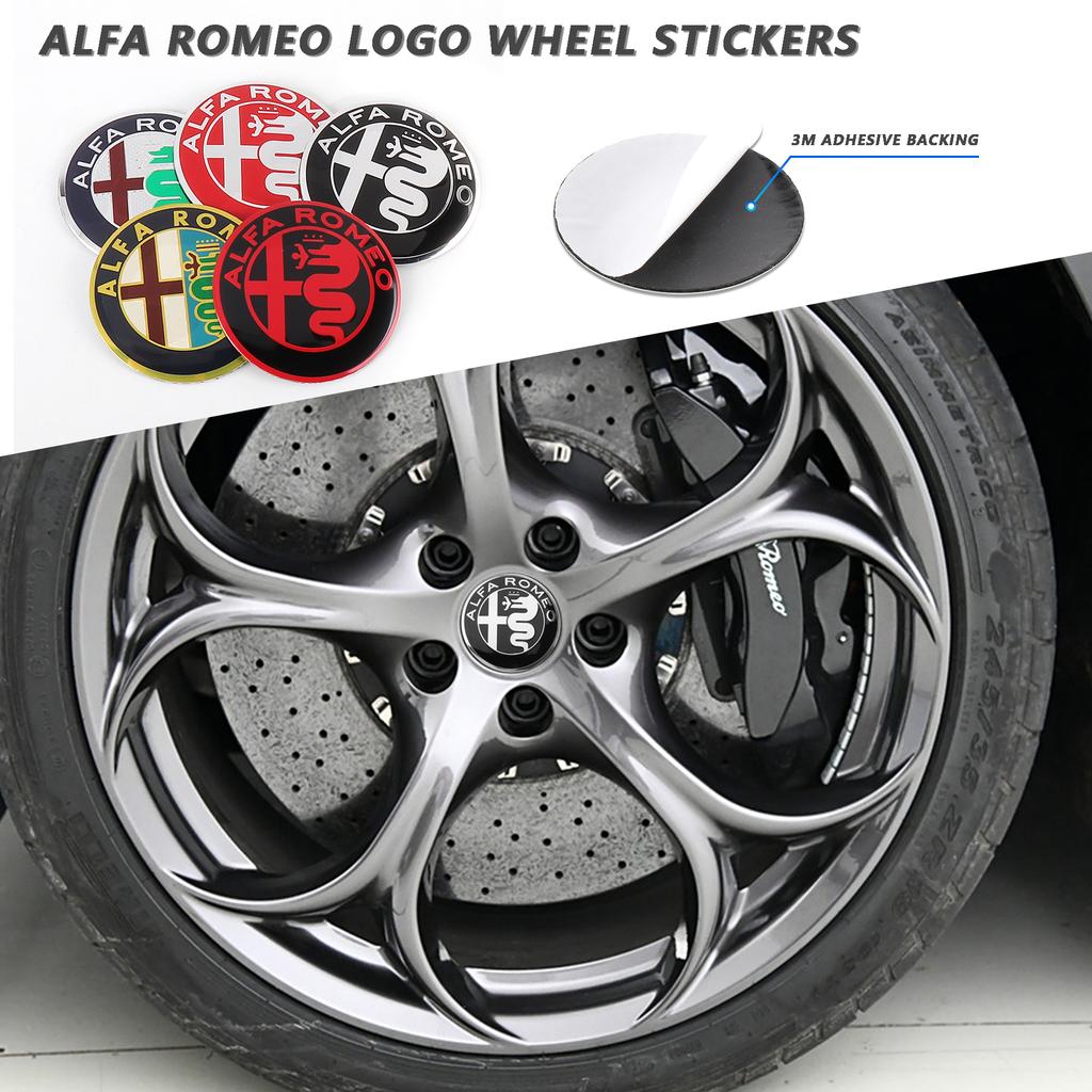 4PCS 56MM Car Wheel Center Hub Caps Stickers Auto Exterior Accessories For Alfa Romeo Giulia Stelvio Giulietta 156  Mito Brer