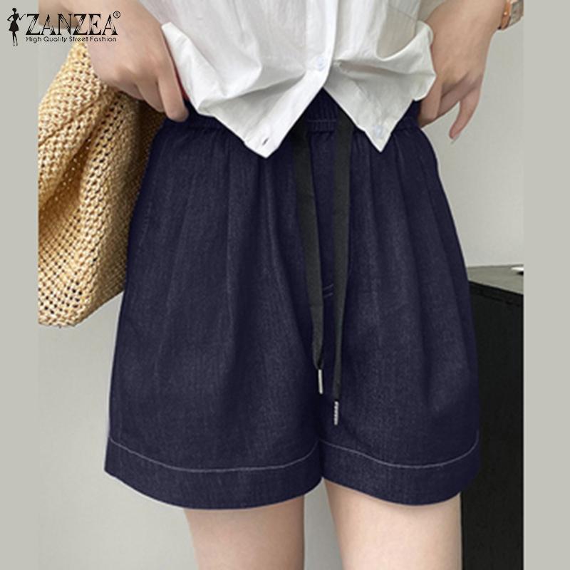 ZANZEA Женские повседневные свободные летние шорты с эластичной резинкой на талии