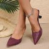 Женские тапочки больших размеров летние на высоком каблуке женские мюли обувь сексуальные с острым носком роскошный дизайн однотонные элегантные для вечеринки обувь-стилет