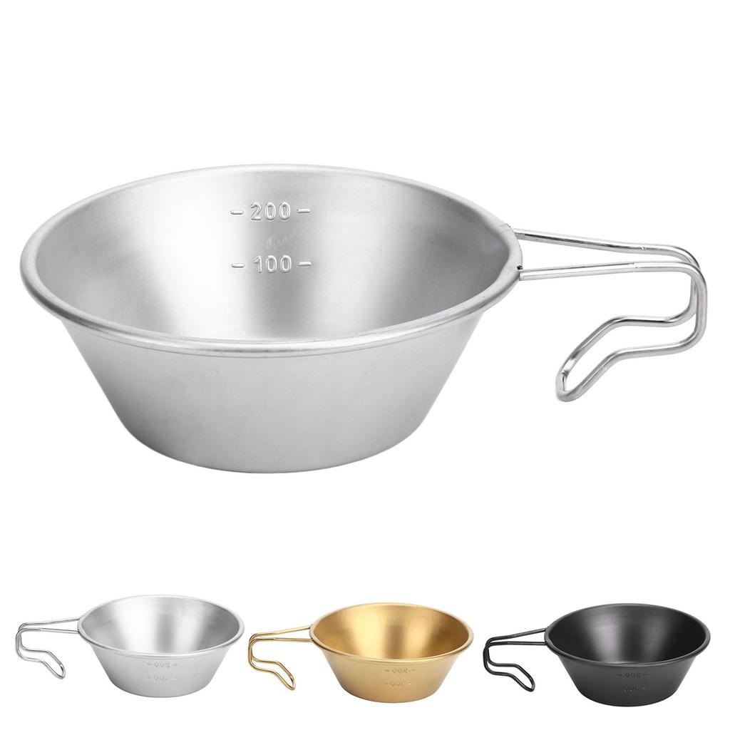 Camping Cup Backpacking Bowl Cup Stainless Steel with Hook Shape Handle for Outdoor Travel Picnic