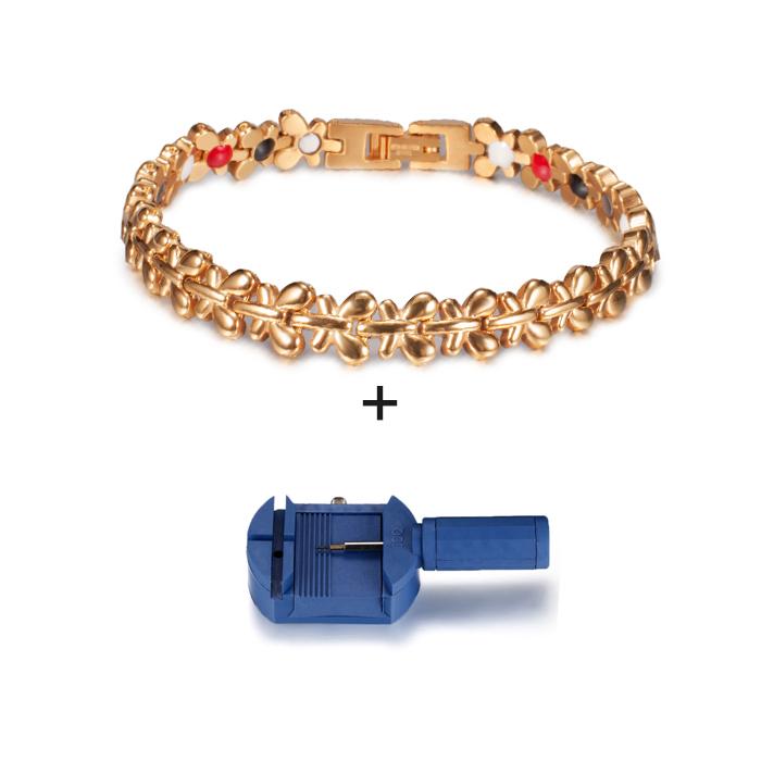 Ikuinen стальной магнитный браслет женская цепочка золото с высоким магнитом ювелирные изделия для женщин цветок германиевая голограмма звено шириной 9 мм