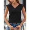 Летняя женская кружевная сращивающаяся модная тонкая футболка-пуловер с V-образным вырезом