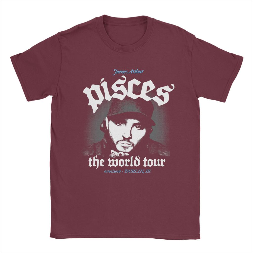 James Arthur Pisces World Tour Dublin T Shirts for Unisex 100 Cotton Funny TShirt Round Collar Tees Short Sleeve Clothes 6XL