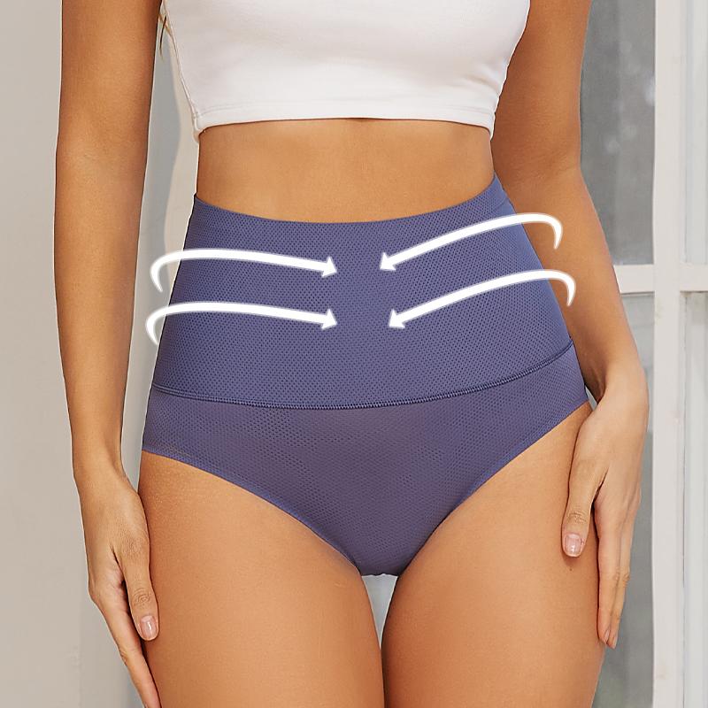 2 Pcs High Waist Seamless Flat Belly Underwear Women Female Abdominal Waffle Panties Hip Lift Briefs Breathable Shaperwear S-XXL