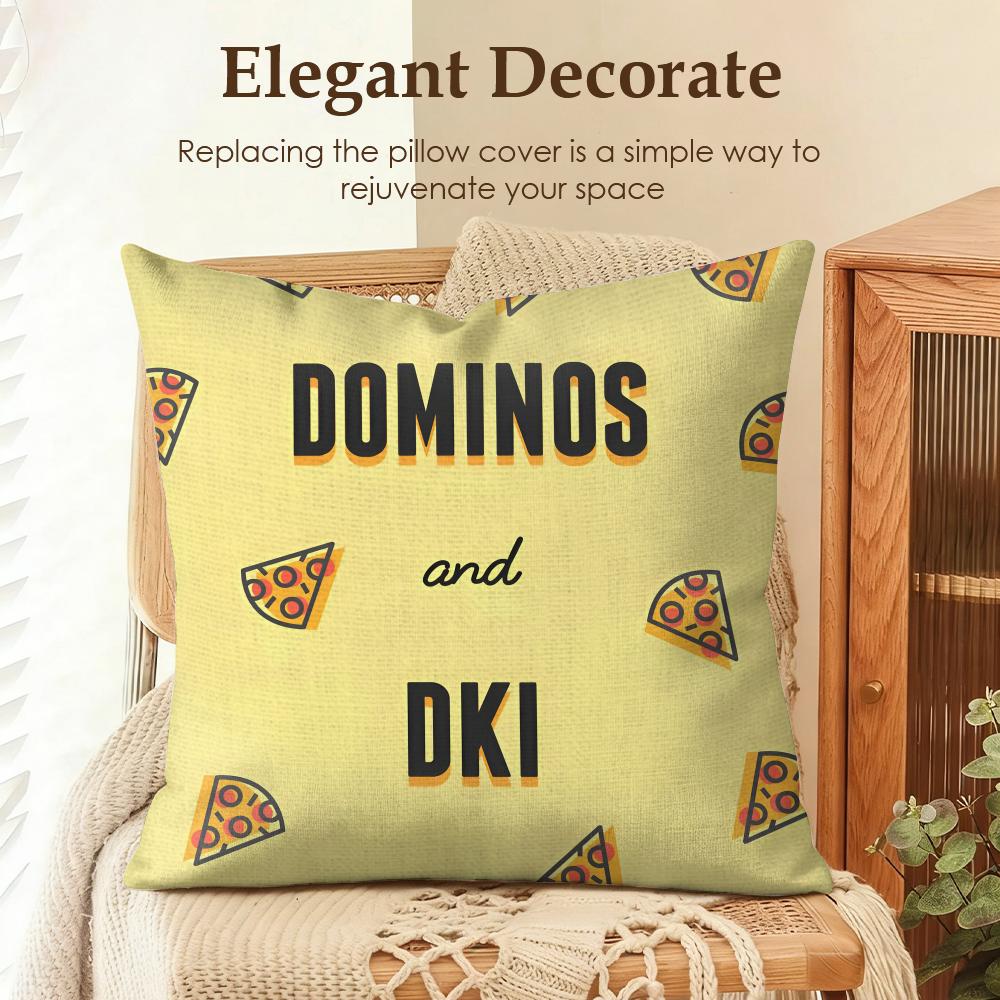 Food Anime DDominos Pizza Cushion Cover Natural Linen Organic Fabric DoubleSided Printing Sofa Home Decor Gift Pillow Case