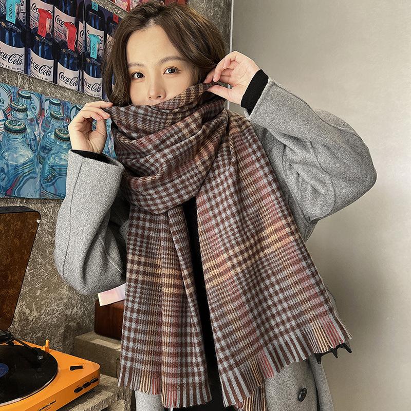 2025 Autumn and Winter Scarf Scarf Women's Plaid Scarf Imitation Cashmere Scarf Scarf Winter Versatile Shawl