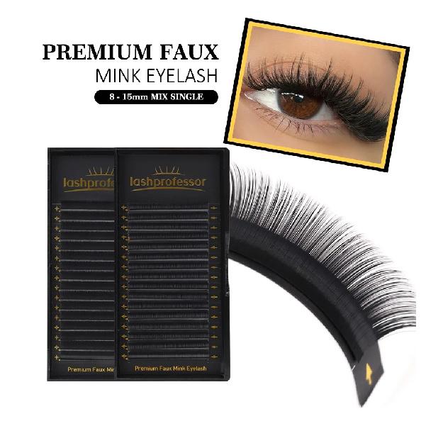 Lashprofessor Individual Eyelash Extension Long Length Classic Lashes Extensions Trays Wholesale Matte Black Soft Mink Faux Lash
