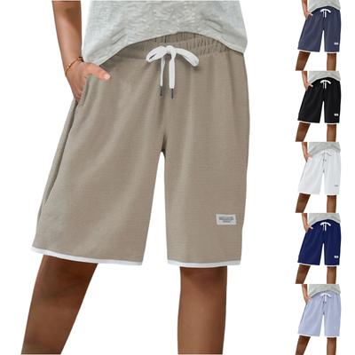 Женские спортивные шорты, повседневные свободные однотонные шорты с эластичной резинкой на талии