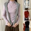 Trikotaj Toplar Bir xil Rangli Yarim Baland Yoqali Uzun Yengli Shaffof Bezakli Pastki Toplar Slim Fit Yuqori Elastik Asosiy Toplar