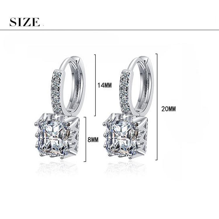 BELLA BOX Классические темпераментные инкрустированные квадратные серьги с цирконом, простые милые серьги с бриллиантами, ювелирные изделия