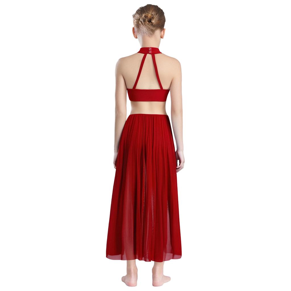 Девочки Блестящие Пайетки Халтер Без рукавов С открытой спиной Юбка Комбинезон Латиноамериканский Танец Костюм для выступления