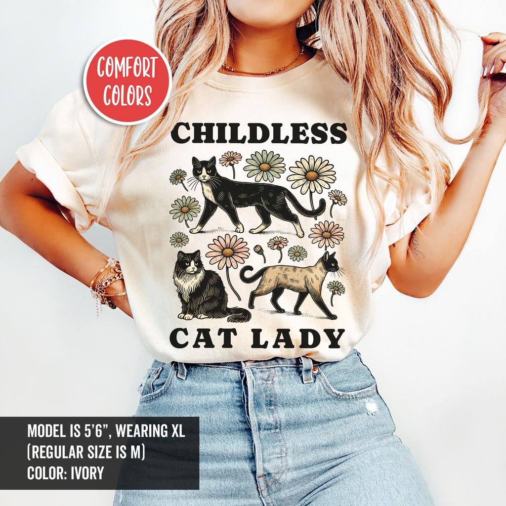 Childless Cat Lady Shirt Madam President Kamala Harris 2024 Shirt Democrat Shirt Cat Shirt Coconut Tree Shirt Roevember Anti Trump Gifts