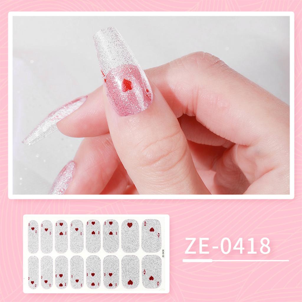 1 Sheet Full Wraps Nail Decals Nail Polish Strips Stickers DIY Glitter Nail Adhesive Nail Art Sticker for Women Girls