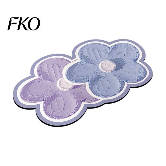 Soft Bendable Bathroom Rug Double Flower Bath Mat, Super Absorbent Diatomaceous Earth Rug, Non-Slip Floral Quick Dry Floor Mat for Home Entrance