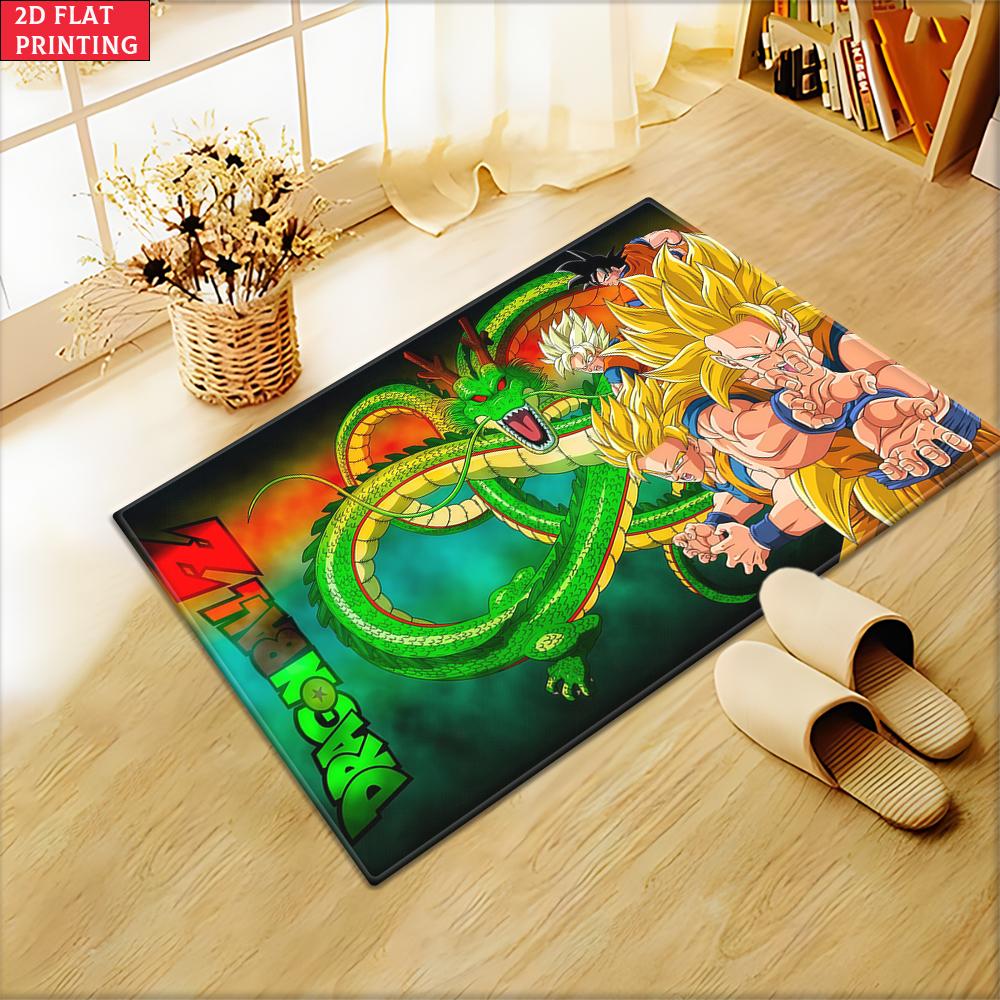 Anime Super Saiyan Doormat, 2D Print Non-slip Floor Mat, Green Dragon Pattern Entrance Rug for Bathroom Living Room Home Decor