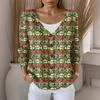 Women's Fashion Casual Knit Sweater Button-Up Christmas Print Cardigan Jacket