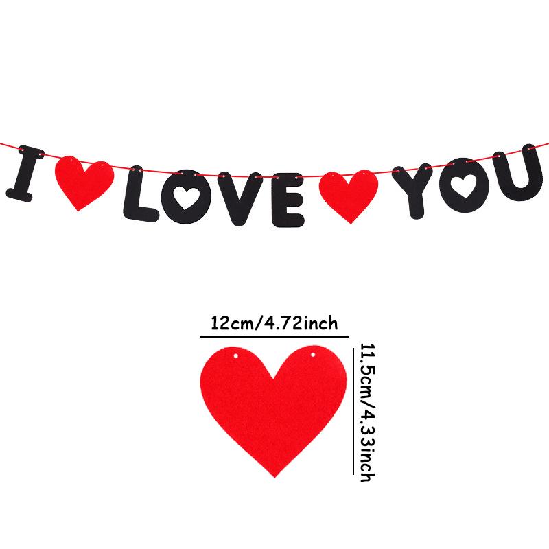 1set Valentine Day Banner Love Heart Paper Banners I Love You Anniversary Hanging Garland Party Supply