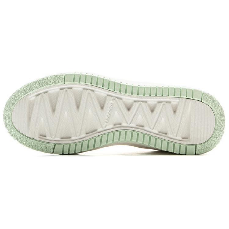 Li Ning Cheese Classic Fashion Casual Versatile Sneakers Non-Slip Wear-Resistant Breathable Low-Top Skate Shoes Women Sneakers White Green AGCV098-1