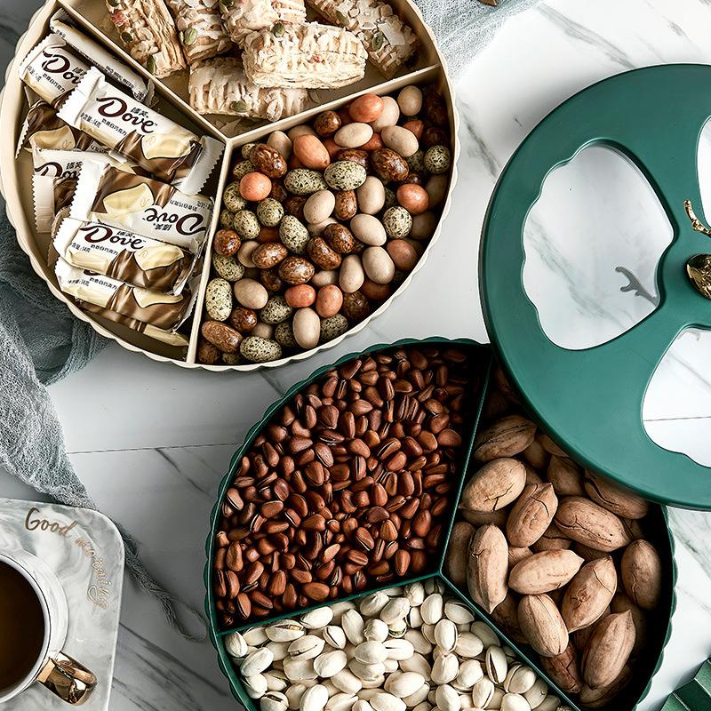 Двухслойный пластиковый контейнер для хранения Nordic Green Deer, фруктовая тарелка для садовых закусок, украшение для дома, гостиная