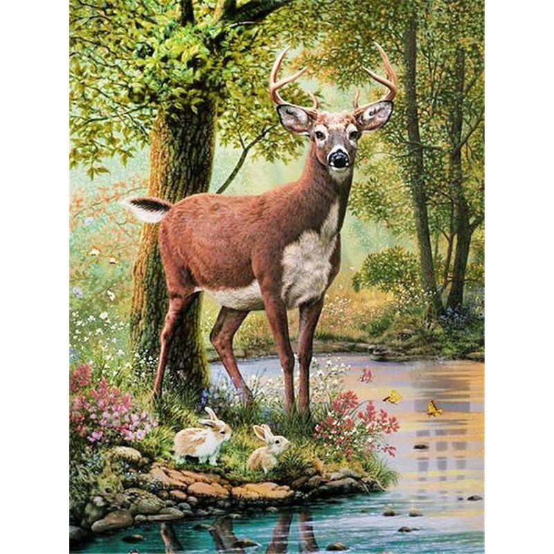 Полный комплект круглой алмазной вышивки Олень 5d Алмазная картина Мозаика Животные Ремесленные украшения дома