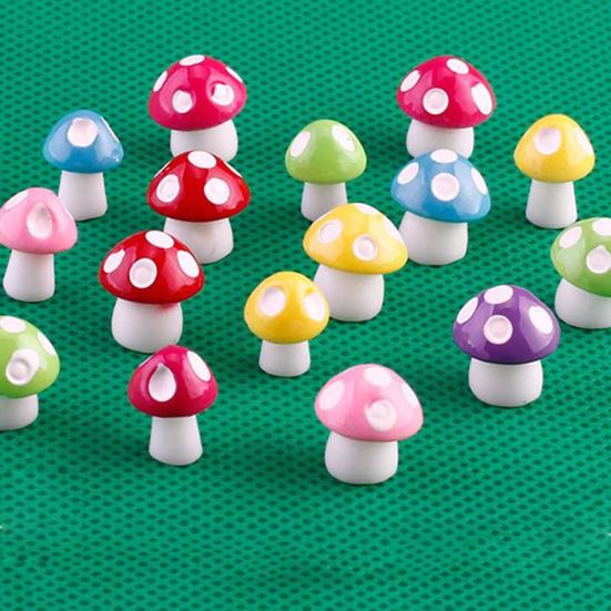 10Pcs/Set Miniature Mushroom Ornament Simulated Mini Mushroom Figurine Colored Mushroom Statue for Potted Plants Micro Landscape