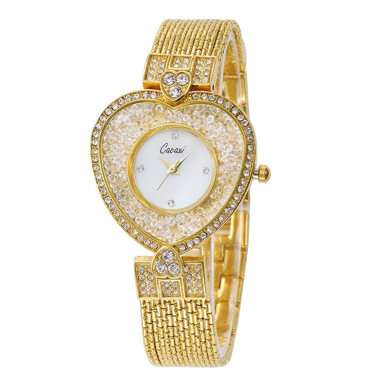 Часы-цепочка женские с циферблатом в форме сердца Quicksand Fashion Trendy Quartz Small Gold Watch