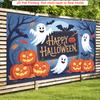 Party Backdrop Halloween Flat Ghosts Pumpkins Bats Photo Booth Background Party Decor
