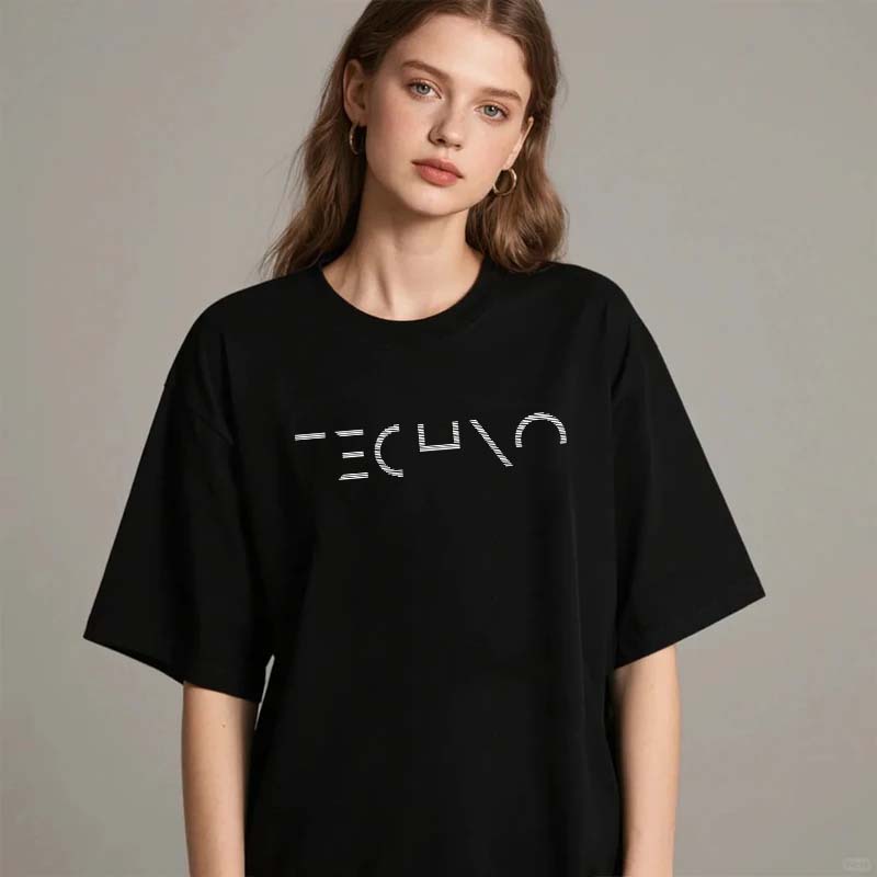 Techno Music Minimalist Design For Dj Rave Party Festival Tshirt Kawayi Funny Shirt Unisex Summer Streetwear Tops Camisas