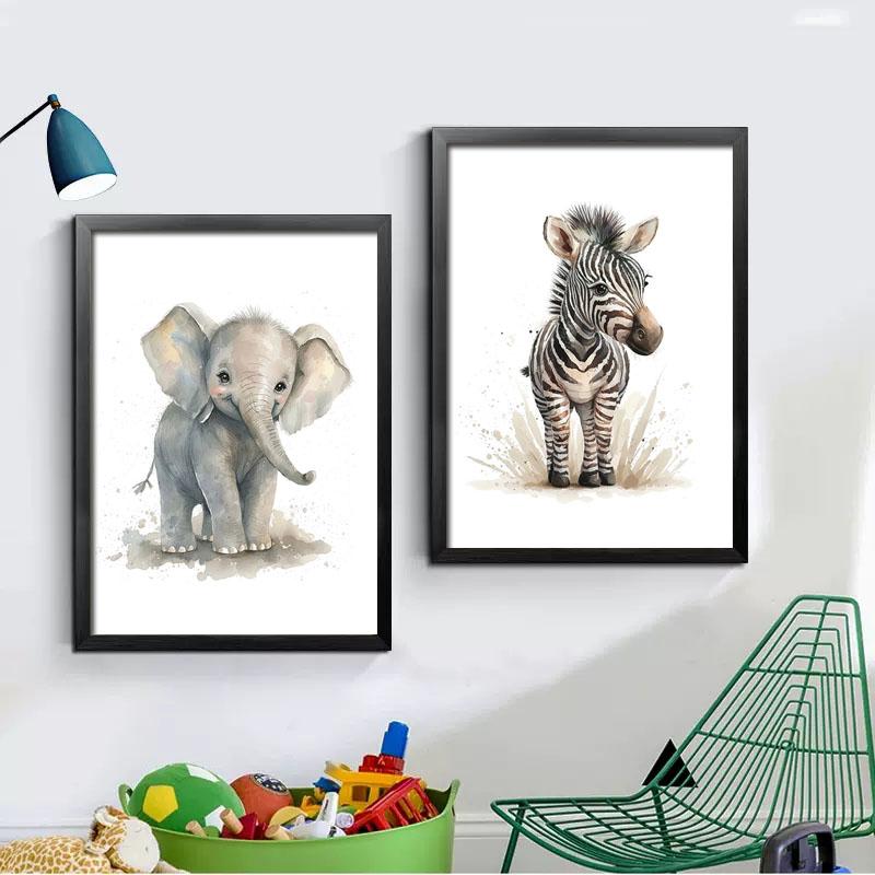 Лев Жираф Тигр Зебра Детская настенная живопись на холсте Милые постеры с животными и принты Настенные HD фотографии Декор для детской комнаты