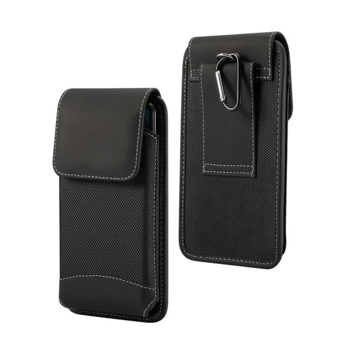 Étui Pour TECNO Spark 5 Pro (2020) Housse Ceinture Verticale Cuir Et Nylon - Noir
