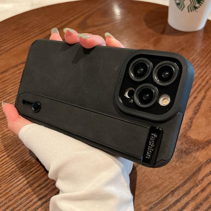 Luxury Suede Fur Leather Wrist Strap Holder Soft Phone Case For iPhone 16 15 11 12 13 14 Pro Max 16 Plus Shockproof Bumper Cover