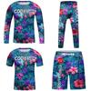 Kids 4-Piece Athletic Compression Set Soccer Basketball Running Gym Fitness Breathable Quick-Dry Printed Long Sleeve Top Pants