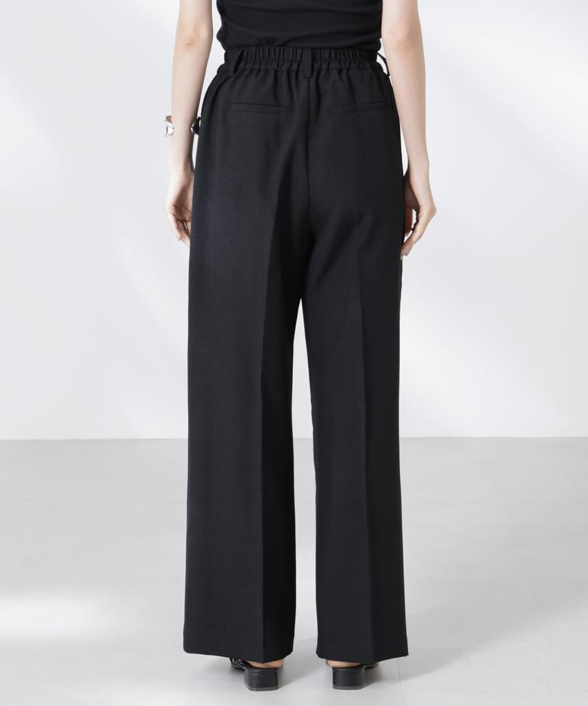 Nano Universe Tuck Easy Center Press Straight F Women's Pants, 010, Black, 673-5227300