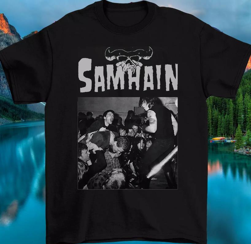 РАСПРОДАЖА SAMHAIN Bandmetal Футболка Все Размеры Короткий Рукав Мужская Унисекс Футболка