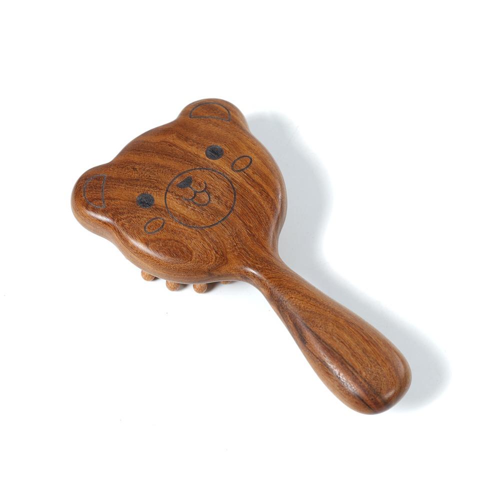 Расческа для волос сандалового дерева Bear, кошачья деревянная длинная массажная расческа Kawaii, гладкая щетка для волос для женщин и мужчин