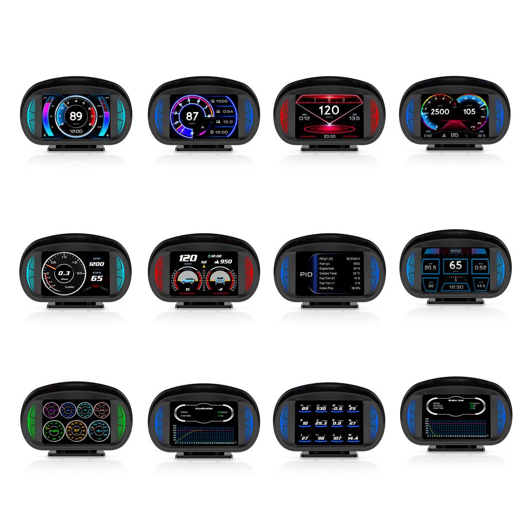 Car Head Up Display Multi-funciton OBD GPS Slope Meter Atmosphere Lamp Full LCD Smart Gauge with 12