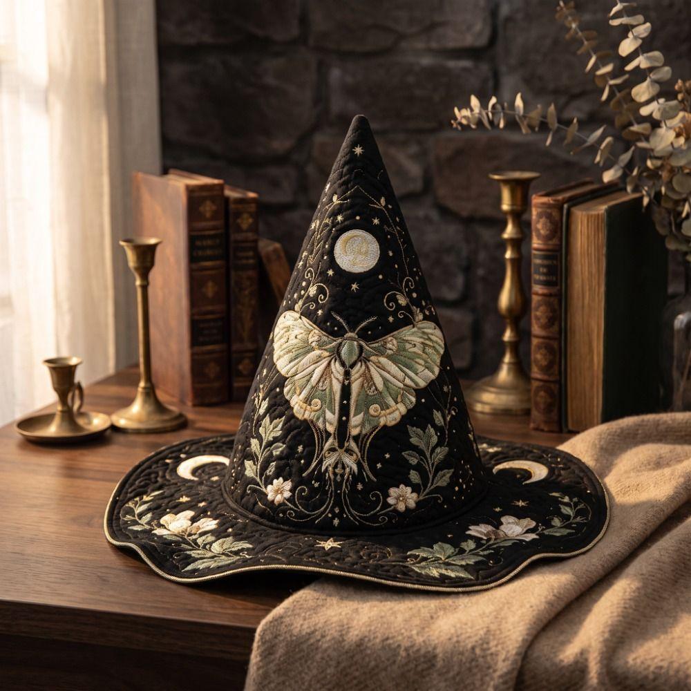Wide Brim Halloween Witch Hat Vintage Party Hat Pointed Wizard Hat Cosplay Party