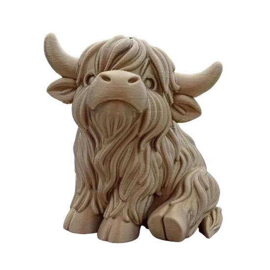 Хайлендская корова Домашний декор бонсай Мини-фигурка коровы в ковбойской шляпе Напечатанная на 3D-принтере Реалистичная текстура Хэллоуинское украшение