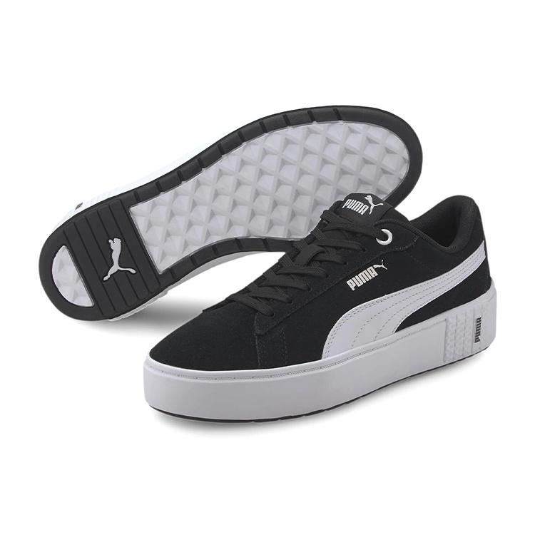 (WMNS) PUMA Smash Platform V2 Suede 'Black White' Women's 373037-04
