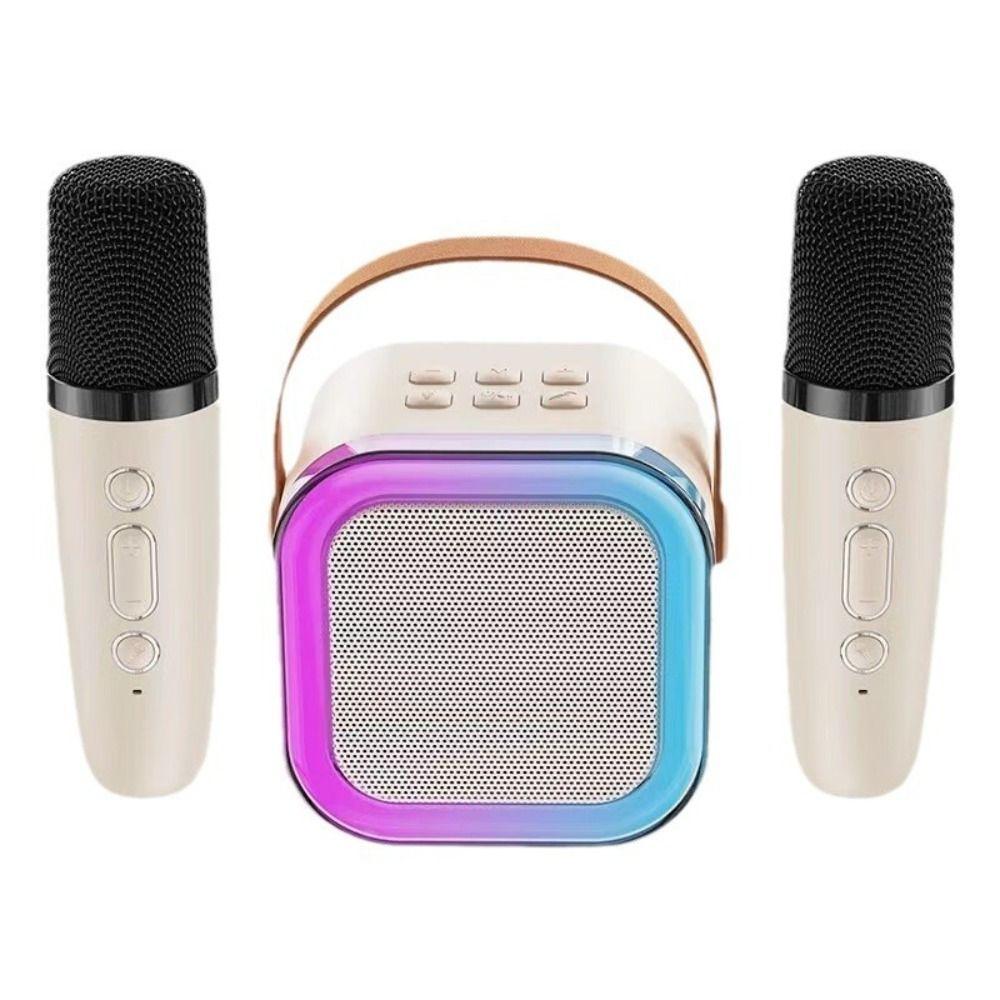 Bluetooth Audio Mini Karaoke Machine with 1/2 Wireless Microphones Karaoke Microphone  Adult