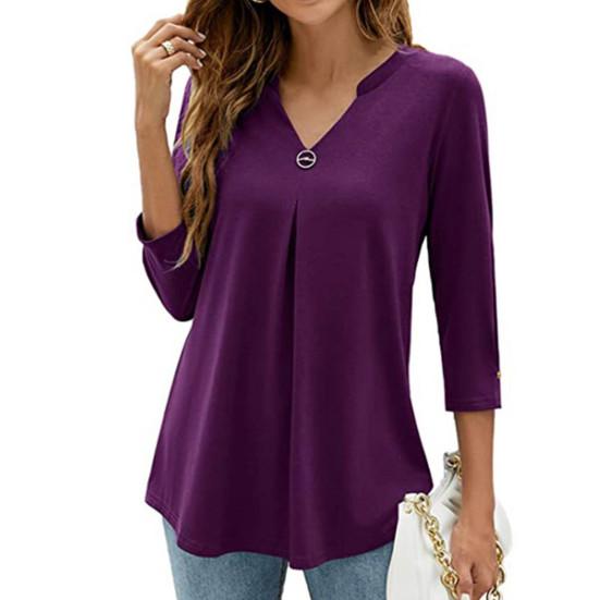 Осенняя блузка три четверти, легкая однотонная рукава, дышащая цветная тонкая женская туника, блузка женская